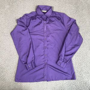 Vintage Poppe Mex Button Up Shirt Women's Blouse Long Sleeve Purple 80s 90s 12